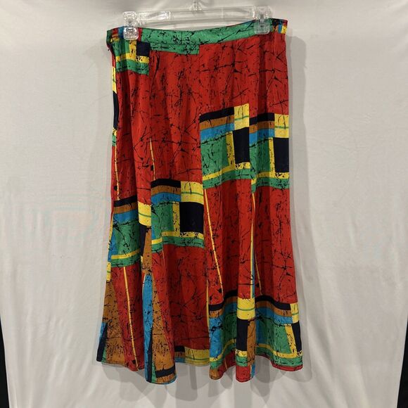 Argenti Skirt Womens 14 Silk Red Yellow Green Blue Black Tan Midi Modest No Slit - Picture 4 of 5